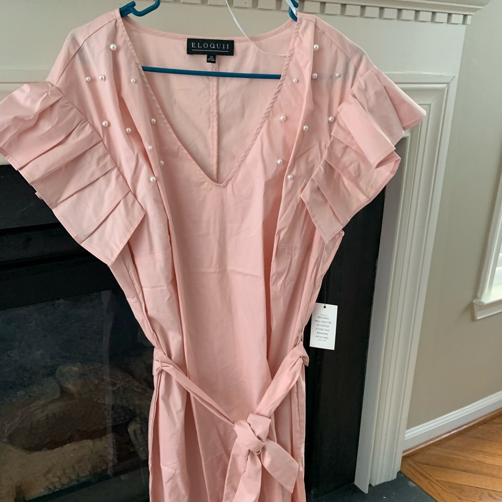 Eloquii Pink Dress Pearl Trim